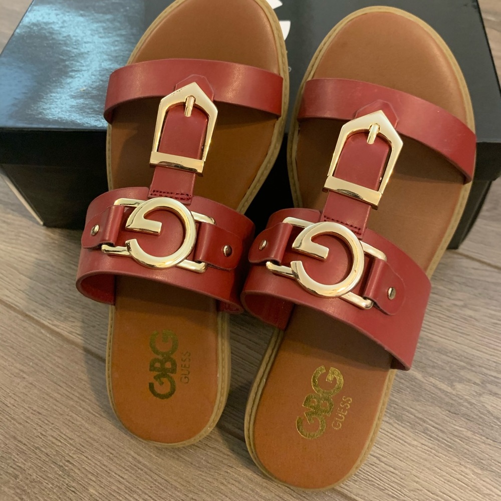 G by GUESS Nazro Women's Sandals, Dark Red, Size 6